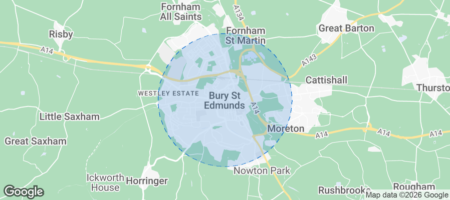 Bury St Edmunds Airbnb map